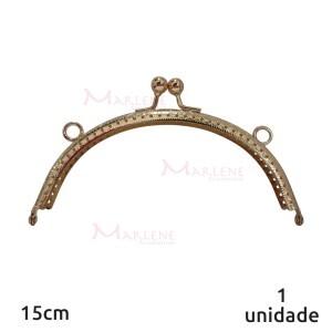 Armação fecho da vovó oval 15cm dourado c/furo e argola RO.151256