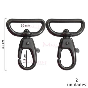 Mosquetão 30mm grafite gordo com gatilho 6004 com 2 unidades no pacote