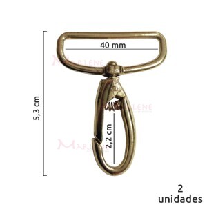 Mosquetão 40mm latonado gordo 1057 sem gatilho com 2 unidades