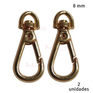 Mosquetão 8mm ouro gordo MS-93/8 sem gatilho com 2 unidades