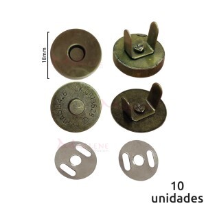 botão imantado 18mm comum ouro velho alto com 10 unidades