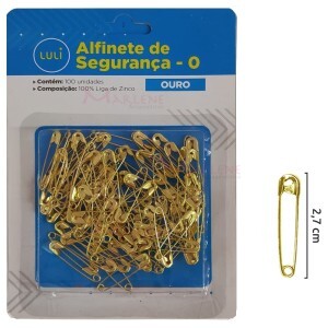 Alfinete de segurança nº0 ouro com 100 unidades Luli