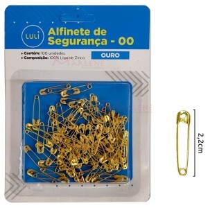 Alfinete de segurança nº00 ouro com 100 unidades Luli