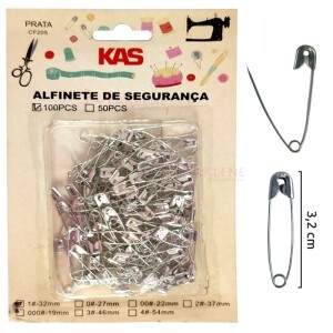 Alfinete de segurança nº1(32mm) níquel com 100 unidades KAS