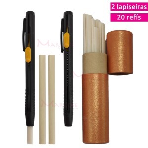 Kit mágico com 2 lapiseiras e 20 refís para tecido apaga com calor