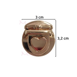 Fecho para bolsa ouro com encaixe coração HYSK119 com 1 unidade