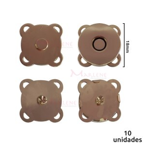 Botão imantado 18mm para costura ouro com 10 unidades