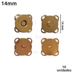 Botão imantado 14mm para costura latonado com 10 unidades