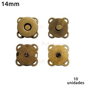 Botão imantado para costura 14mm ouro velho com 10 unidades