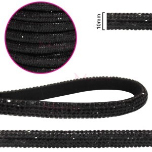 Tubo de strass (strass meia cana) 10mm preto GHB-004-TZ por metro