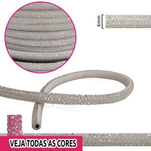 Tubo de strass (strass meia cana) 6mm SZBM06 por metro