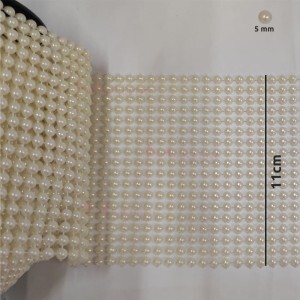 Manta de meia pérola marfim 5mm com largura de 11cm  em metro