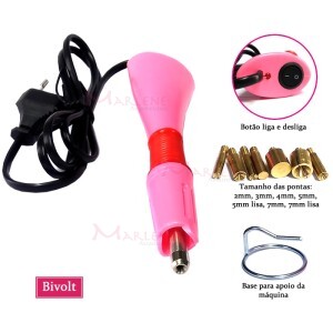 Aplicador de strass termocolante  rosa com 7 pontas