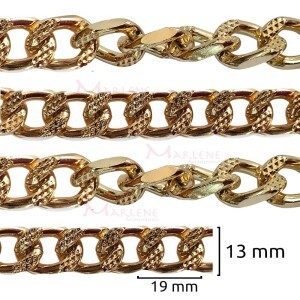 Corrente para bolsa ouro 13X18mm 4.0 DVP15-4700 trabalhada por metro