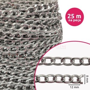 Corrente para bolsa níquel (2.0) com 25 metro 8x12mm alumínio