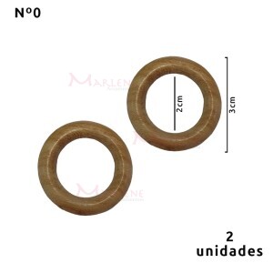 Argola de madeira 20mm (Tam.0) cerejeira com 2 unidades