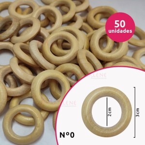 Argola de madeira 20 mm (Tam.0) marfim com 50 unidades