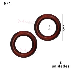 Argola de madeira 30 mm (Tam.1) mogno com 2 unidades