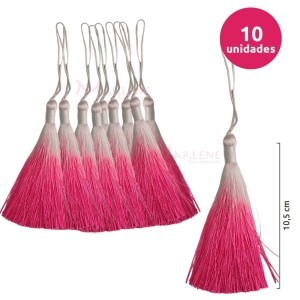 Pingente de seda degradê ou tassel 10,5cm com 10 unidades no pacote