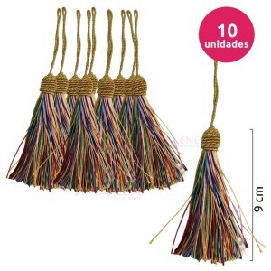 Pingente de seda ou tassel tulipa 9 cm com 10 unidades no pacote