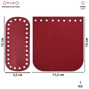Kit fundo e tampa para bolsa de crochê pequeno em couro sintético
