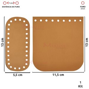 Kit fundo e tampa para bolsa de crochê pequeno em couro sintético