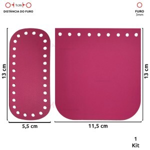 Kit fundo e tampa para bolsa de crochê pequeno em couro sintético