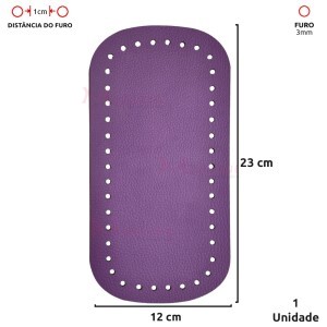Fundo para bolsa de crochê 12x23cm retangular em couro sintético