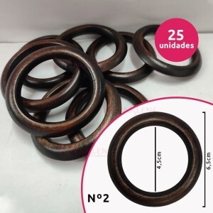 Argola de madeira 45 mm (Tam.2) imbuia com 25 unidades