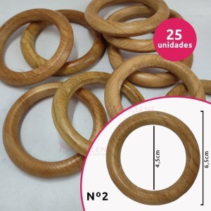 Argola de madeira 45 mm (Tam.2) cerejeira com 25 unidades