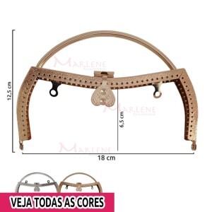 Armação fecho da vovó retangular 18cm com alça oval HYTS-3