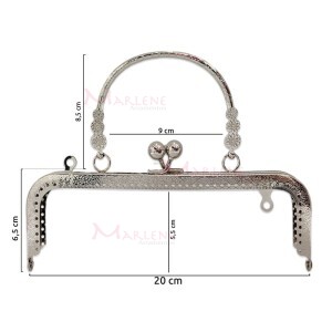 Armação fecho da vovó retangular 20cm com alça e furos HYTS-2