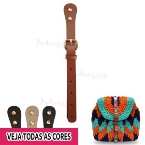 Fecho para bolsa grande 28 cm em couro sintético e fivela de metal